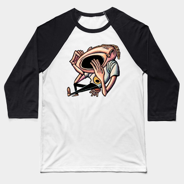 Yawning Bored Man Baseball T-Shirt by Lisa Haney